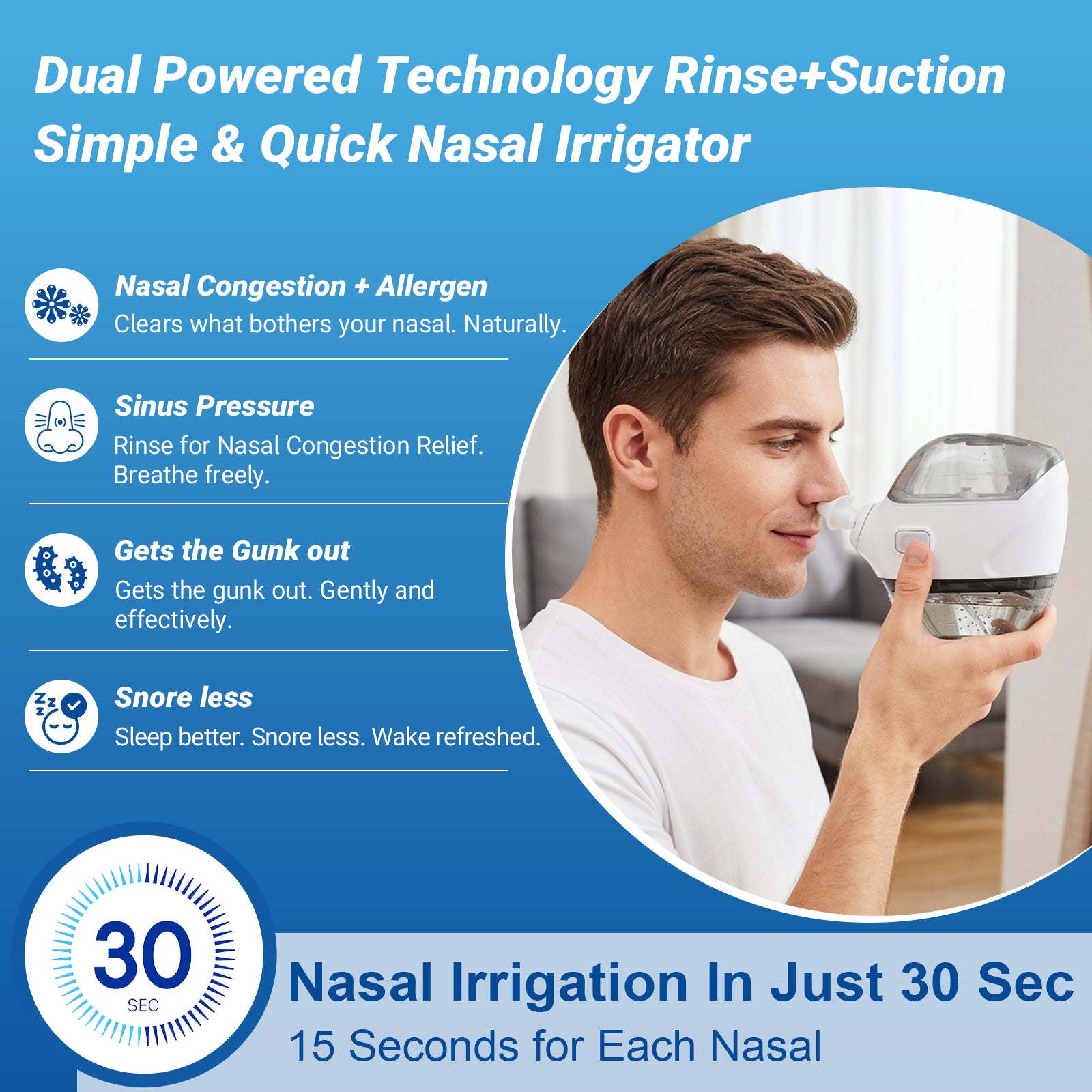Nasal Irrigation System Electric Nasal Irrigator, Dual Powered Nasal Cleaner Device